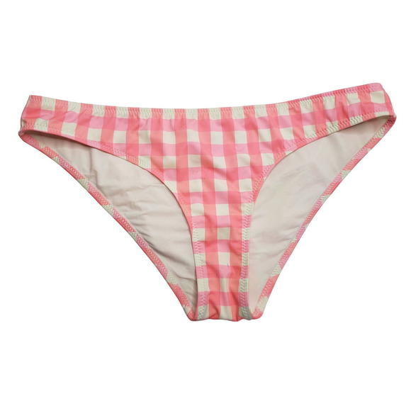 Solid & Striped Gingham Check Bikini Bottoms L White Neon Pink Orange - Picture 3 of 10